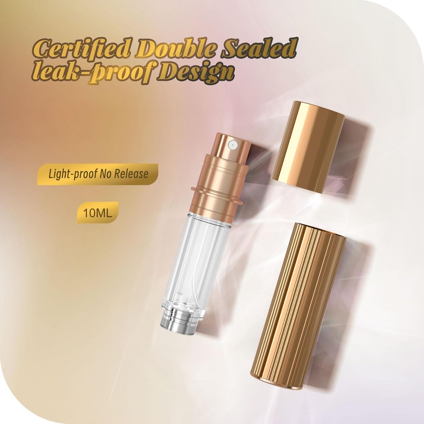 Refillable Perfume Atomiser 10Ml – Portable Travel Spray Bottle for Women & Men, Mini Aftershave Dispenser, Handbag Size Atomiser for Travel, Easy to Refill, Leak-Proof Design(Golden)