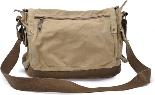 Canvas Shoulder Bag - Vintage Cross Body Messenger Bag Mens Satchel 15.6"