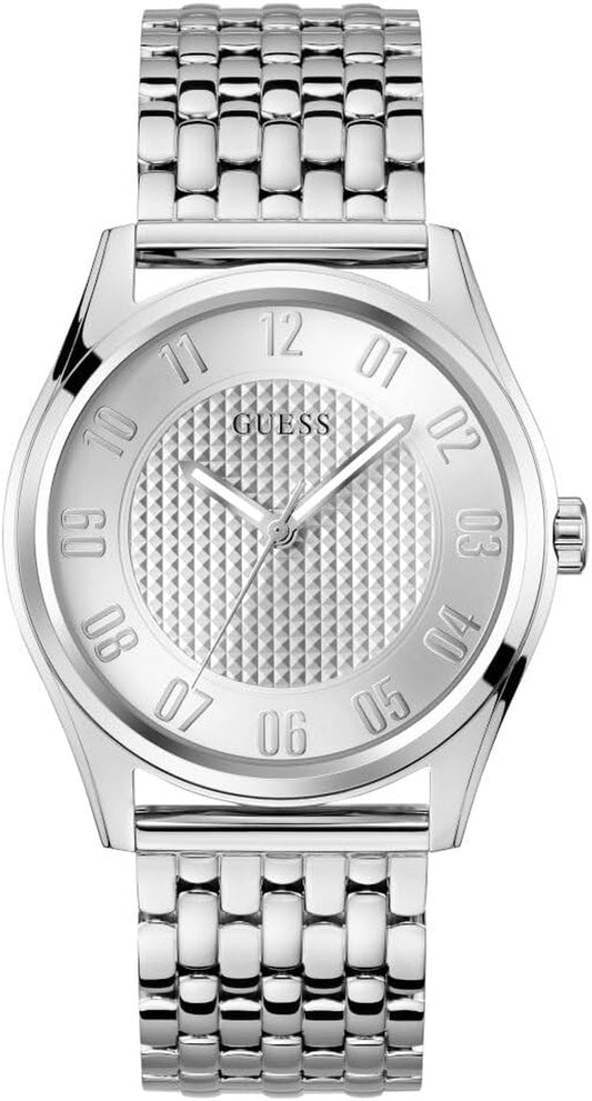 Tate  Men'S Quartz Analogue Stainless Steel Watch 42 Mm Stainless Steel Bracelet Silver 5 Bar Dial Colour Silver Luminous Hands