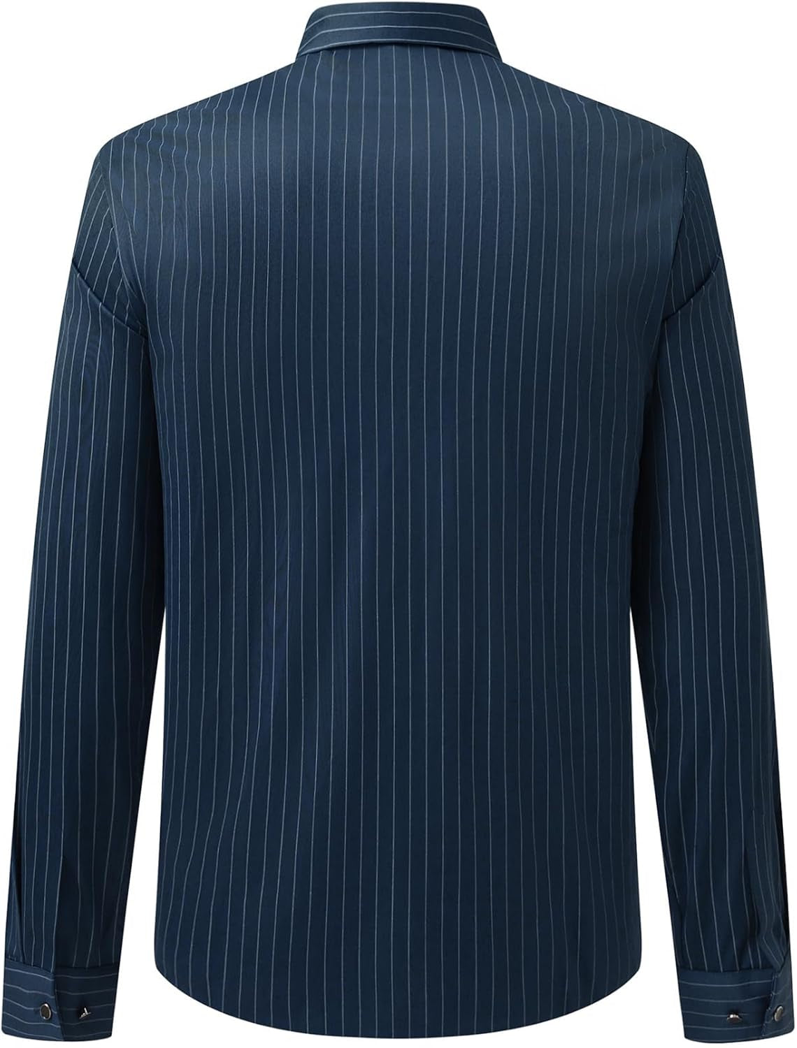 Mens Stretch Striped Shirt Long Sleeve Business Formal Button down Dress Shirt Classic Fit
