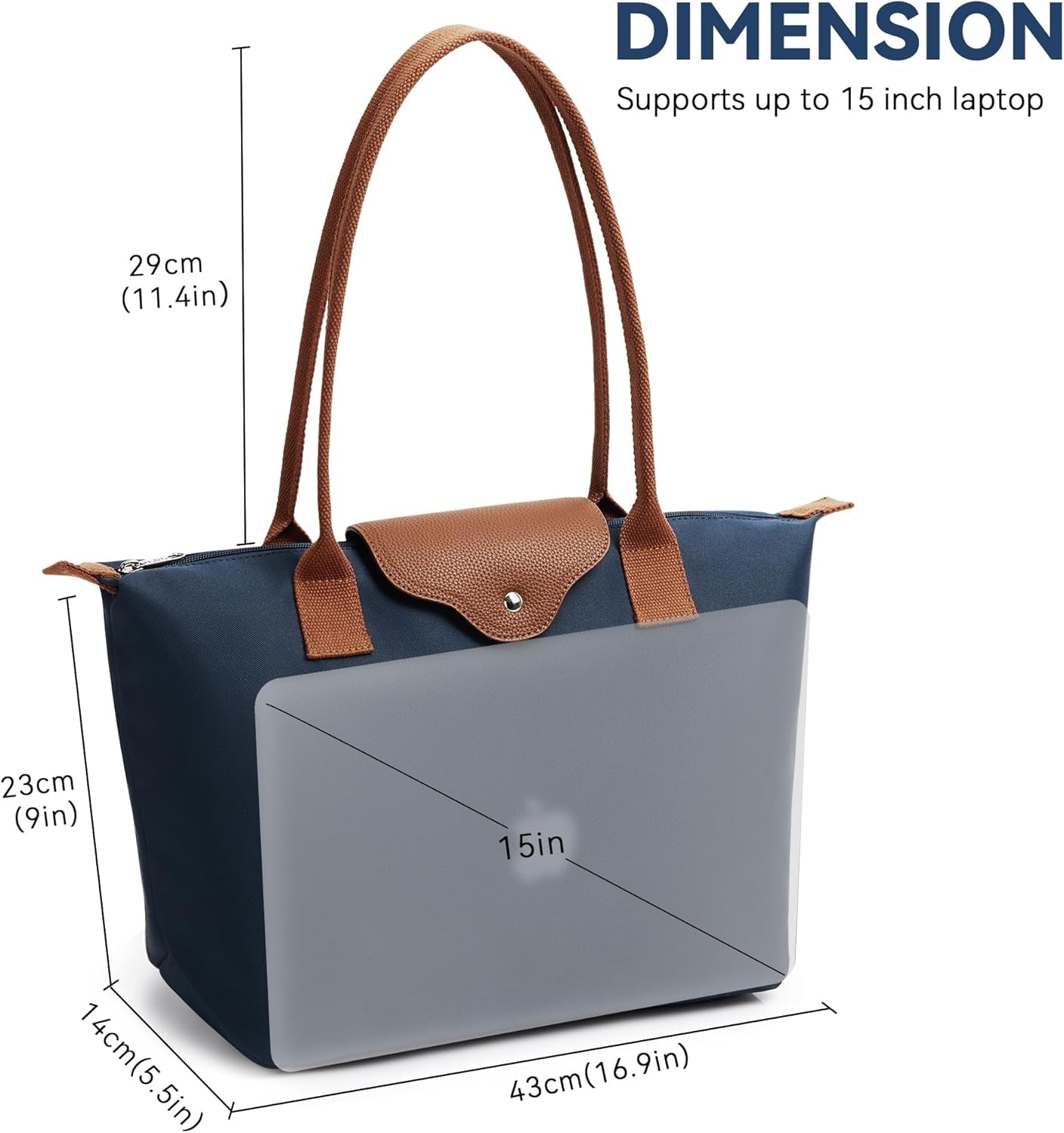 KALIDI Large Handbags for Women Foldable Tote Bag with Zip Waterproof Nylon Women'S Totes Top-Handle Bags for Work,School,Travel,Leisure,Shopping