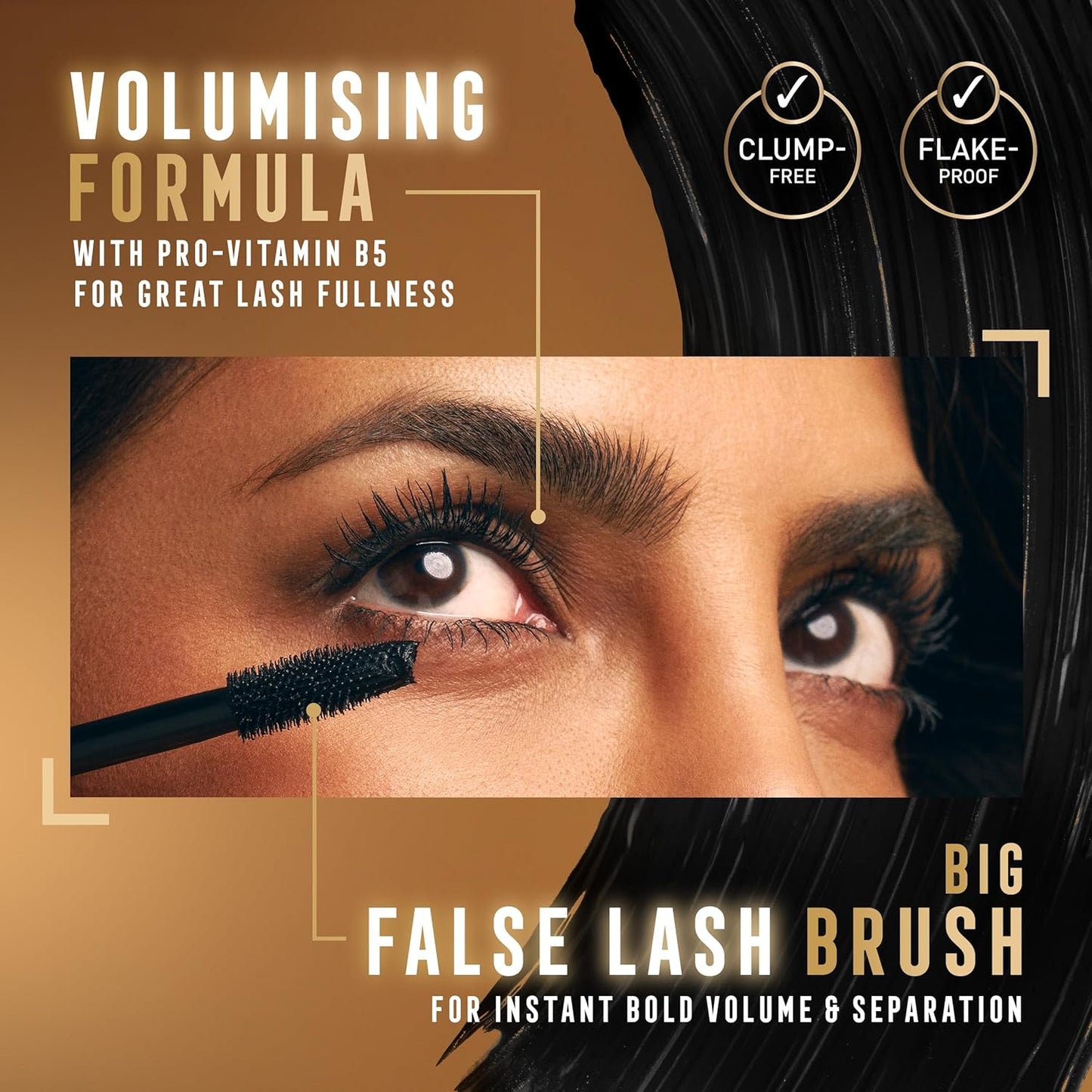 - False Lash Effect Mascara - Volumising Formula, Pro-Vitamin B5, Clump-Free, Flake-Free, Smudge-Proof - 01 Black - 13.1Ml