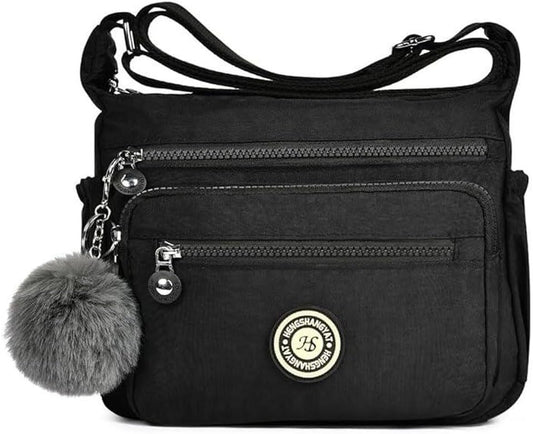 Women'S Multi-Pocket Casual Crossbody Bag, Multifunctional Travel Bag with Adjustable Shoulder Strap, Nylon Lightweight and Waterproof, for Shopping, Hiking, Everyday Use