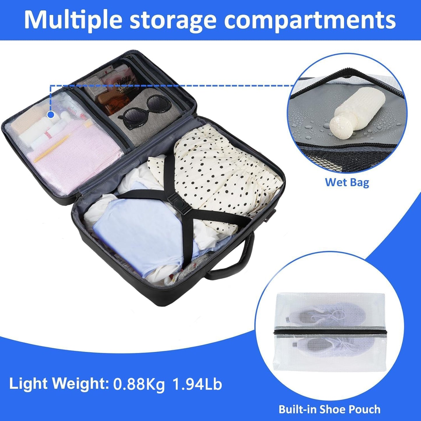 for New Ryanair Cabin Bags 40X30X20 Underseat, Travel Backpack Cabin Size, Rucksack for Plane Hand Luggage Backpack for Travelling, Ryan Air Cabin Bag 40X30X20 with Separate Shoe Pouch, Black