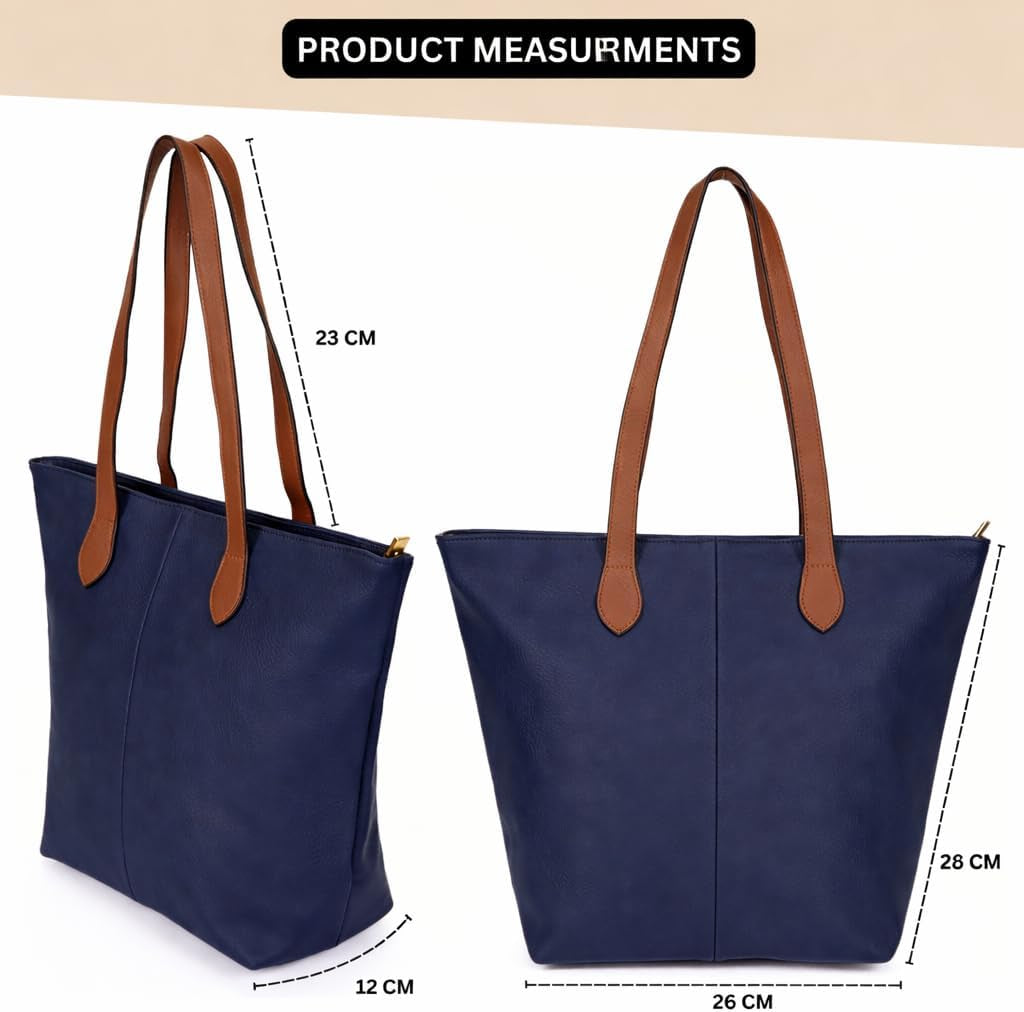 Mabel Womens Lightweight Plain Handbag - Soft 100% Vegan PU Leather Tote Shoulder Bag - Brook