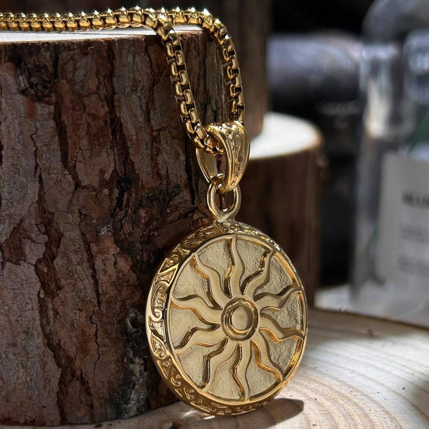 Greek Jewellery Sun Star Amulets Pendant Necklace for Men Vintage Protective Jewelry,Lucky Charm with Chain