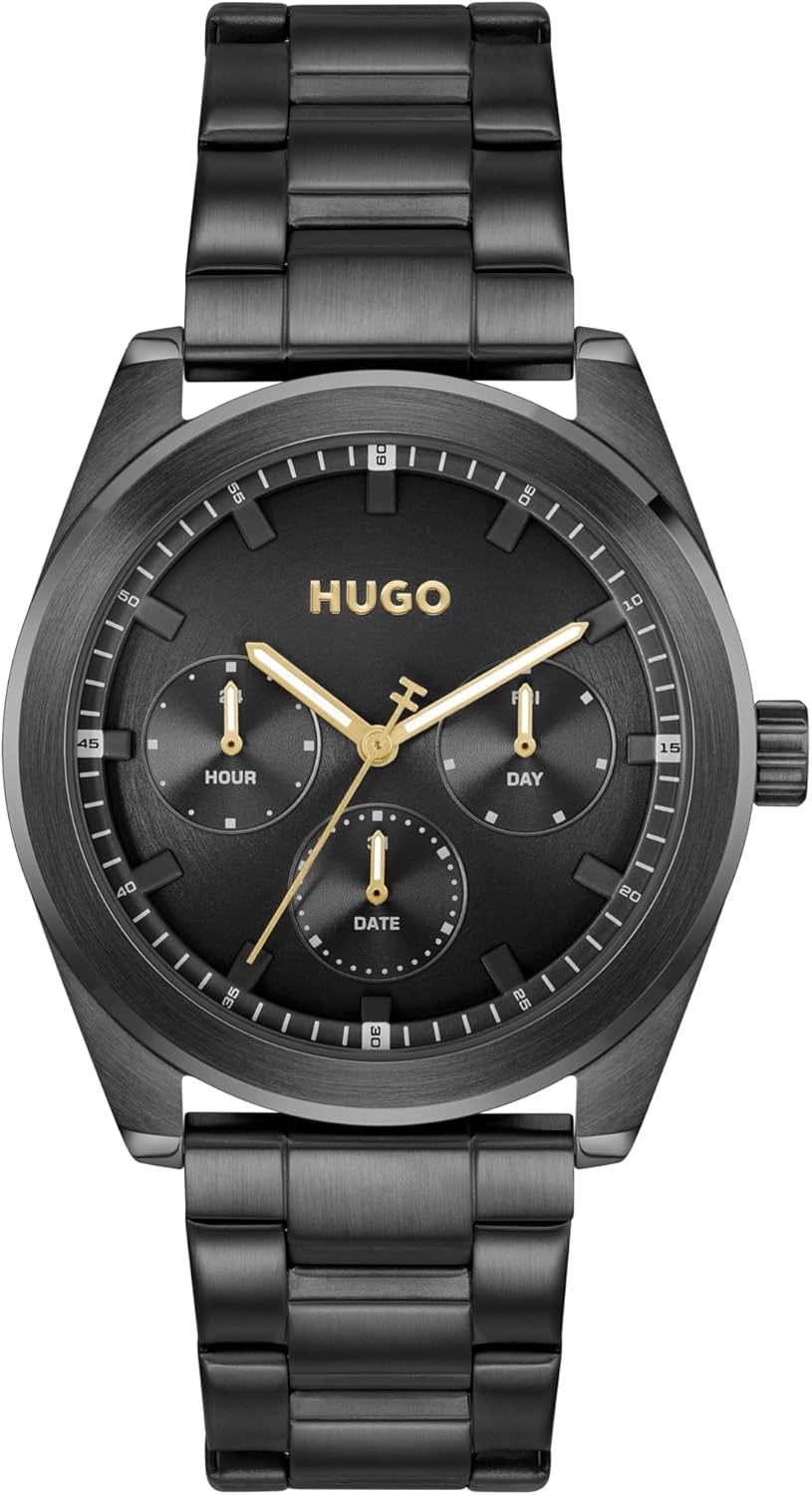 HUGO Analogue Multifunction Quartz Watch for Men #Bright Sport Collection with Stainless Steel Bracelet or Leather Strap