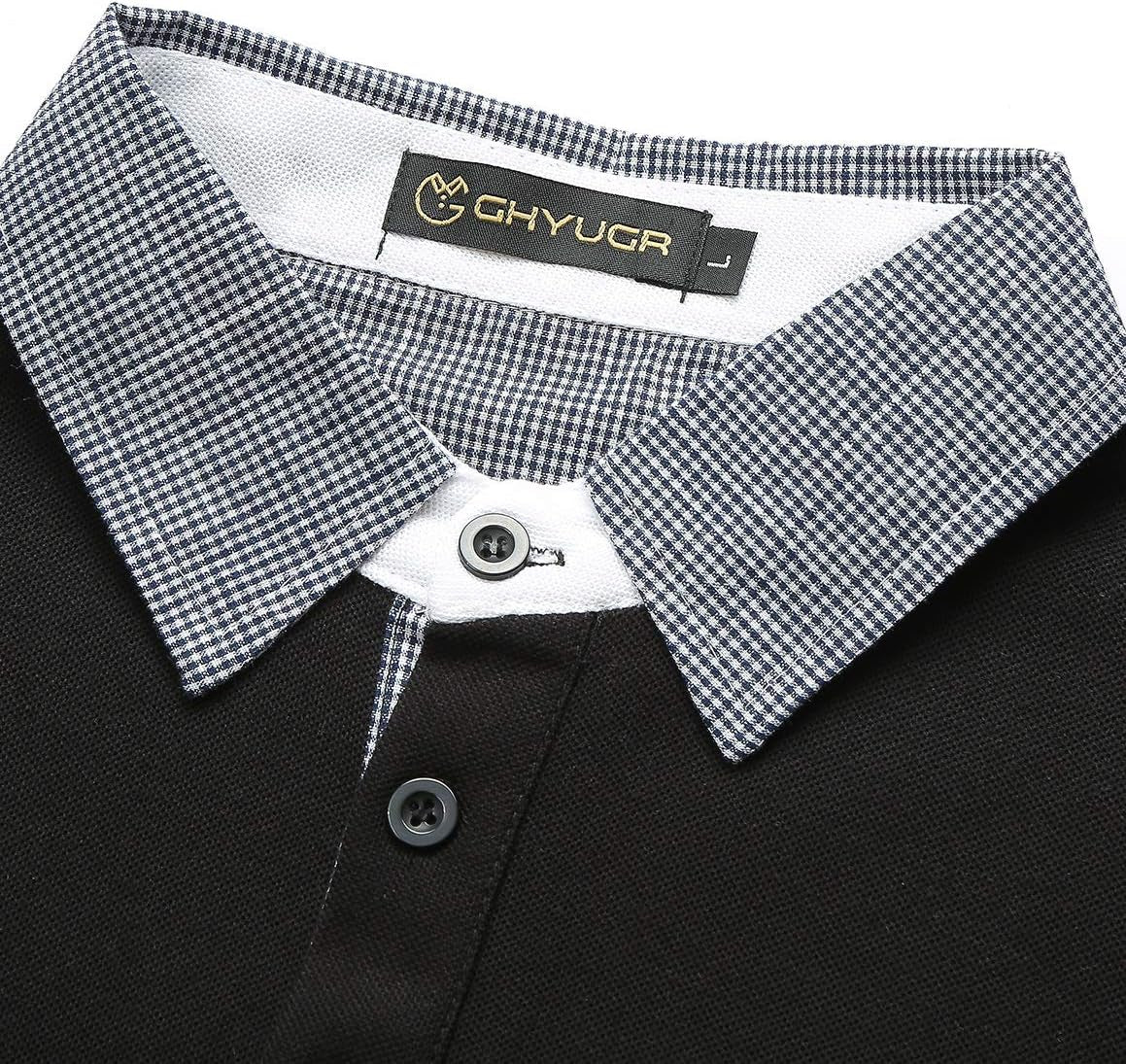 Men'S Short Sleeve Polo Shirts Classic Plaid Splice Golf Tennis T-Shirt