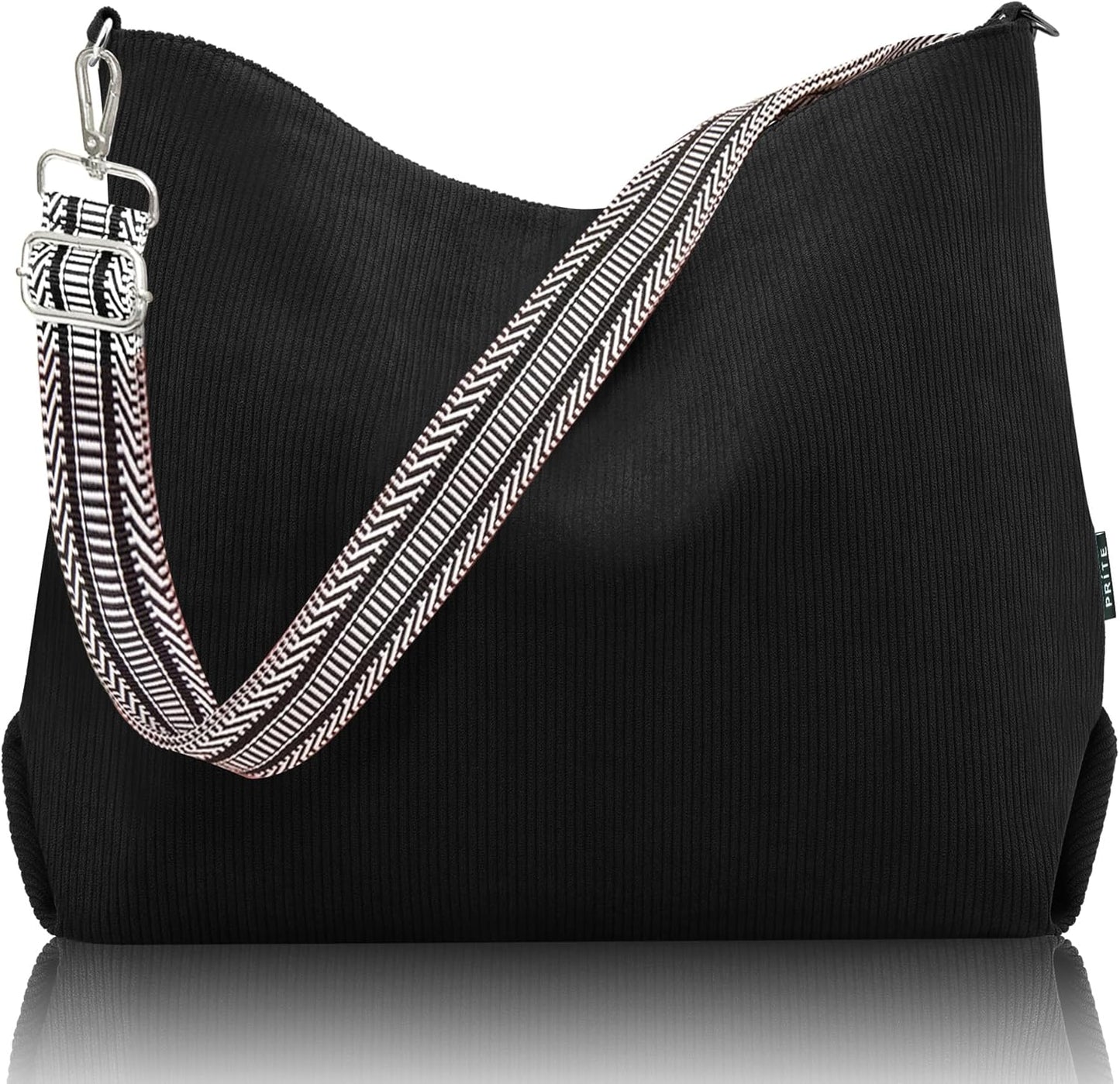 Corduroy Tote Bag for Women with Zipper, Large Capacity Shoulder Bags with Adjustable Strap and Pockets Waterproof Handbag for Work School Shopping Travel College