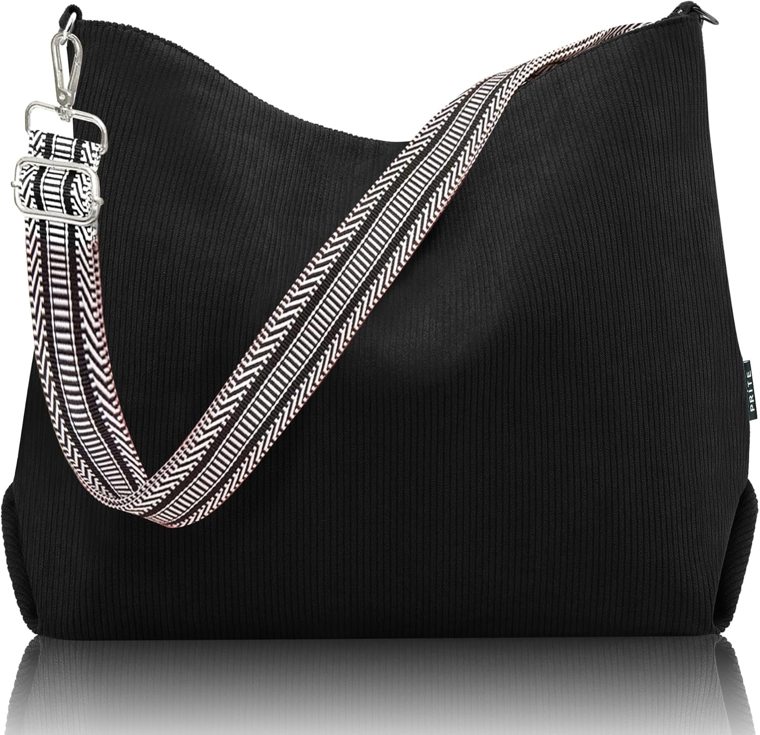 Corduroy Tote Bag for Women with Zipper, Large Capacity Shoulder Bags with Adjustable Strap and Pockets Waterproof Handbag for Work School Shopping Travel College