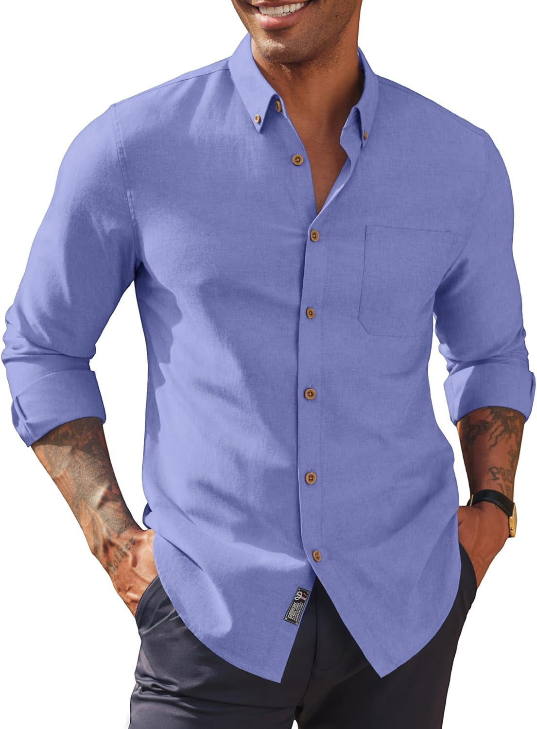 Mens Shirts Long Sleeve Button down Oxford Shirts with Pocket