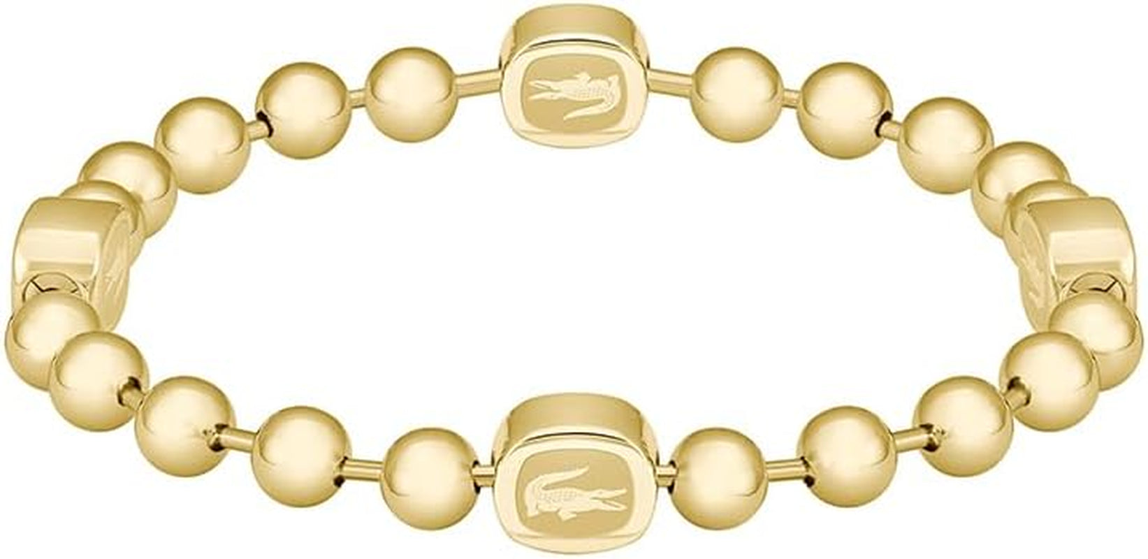 Lacoste Men'S VIGOR Collection Beaded Bracelet in Stainless Steel and Yellow Gold