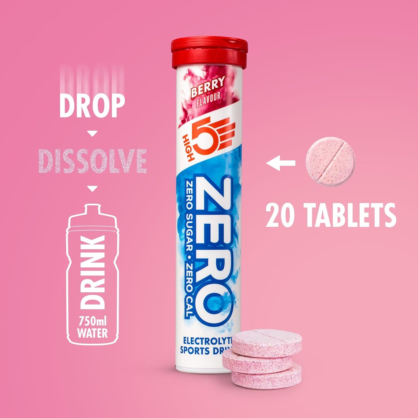 ZERO Electrolyte Tablet - Hydration Tablets Enhanced with Vitamin C - 0 Calories & Sugar Free - Boost Hydration, Performance & Wellness - Berry, 20 Tablets
