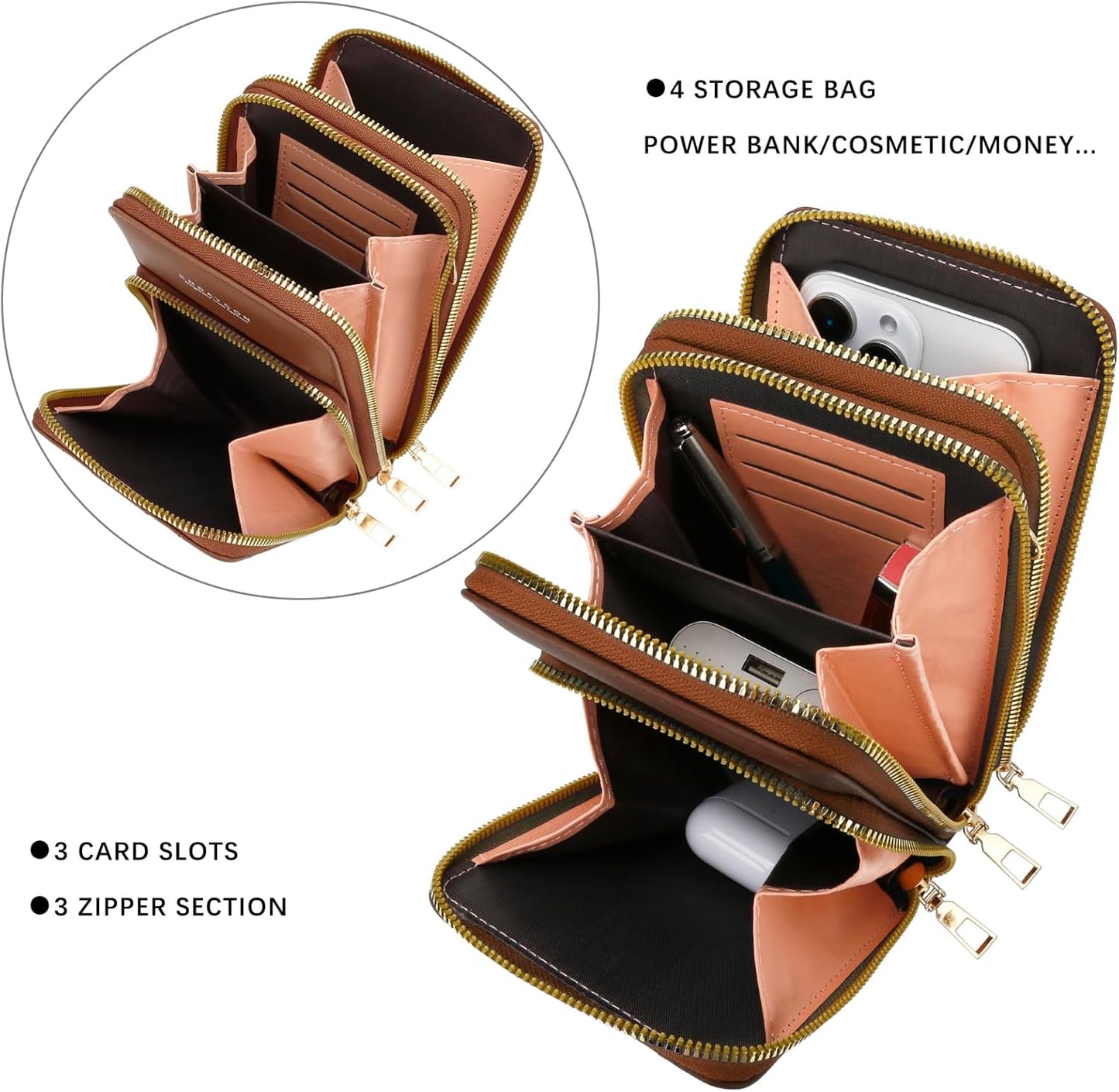Small Crossbody Bags Mobile Phone Wallet Bags with Large Capacity and Adjustable Shoulder Strap for Women Girl
