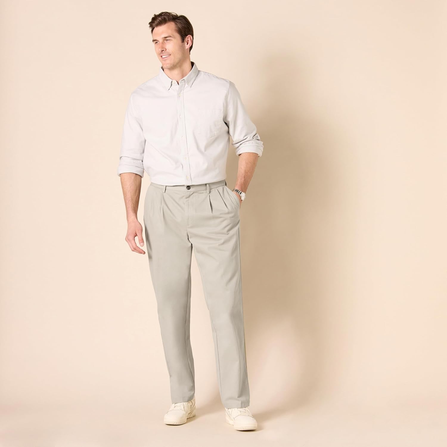 Men'S Classic-Fit Wrinkle-Resistant Pleated Chino Trousers (Available in Big & Tall)