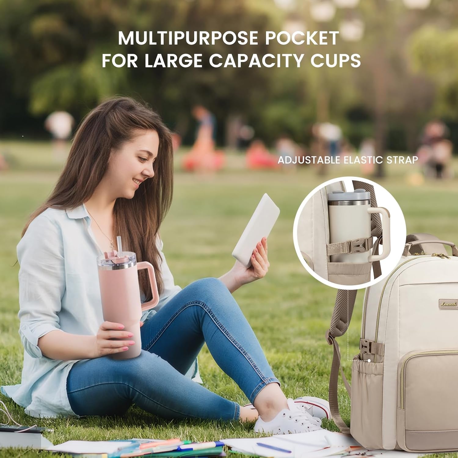 Laptop Backpack for Women with Pouch Pocket for Large Capacity Cup,15.6 Inch Backpack Womens Travel Backpack, Waterproof Laptop Computer Bag for Work Business Backpack College Teacher