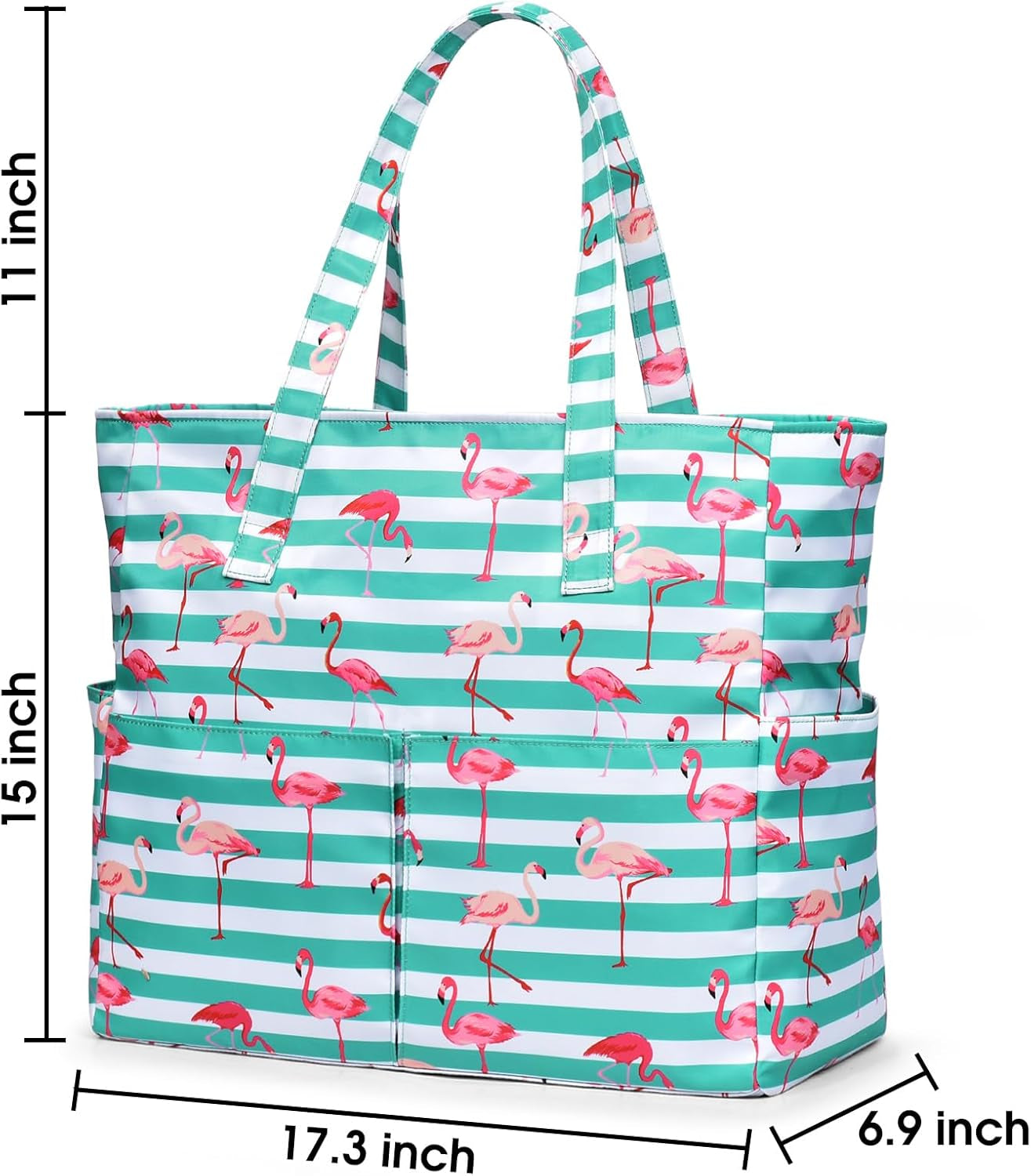 Large Beach Bag with 8 Pockets, Waterproof Beach Bags for Women, Sandproof Summer Beach Tote Bag Holiday Essentials Shopping Bag Travel Bag Handbags for Pool Gym