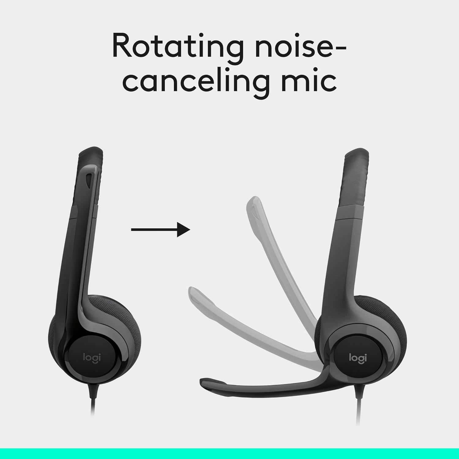 H390 Wired Headset for Pc/Laptop, Stereo Headphones with Noise Cancelling Microphone, USB-A, In-Line Controls, Works with Chromebook - Black