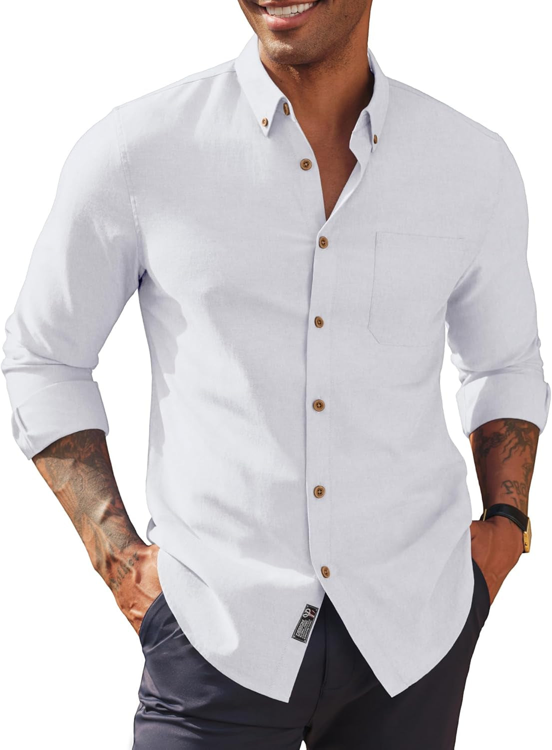 Mens Shirts Long Sleeve Button down Oxford Shirts with Pocket