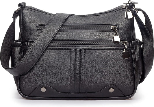 Ladies Handbags Medium Shoulder Bag for Women Crossbody Bags for Women Multi Pockets Handbag PU Leather Soft Shoulder Bag