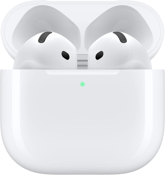 Airpods 4 Wireless Earbuds, Bluetooth Headphones, Personalised Spatial Audio, Sweat and Water Resistant, USB-C Charging Case, H2 Chip, up to 24 Hours of Battery Life, Effortless Setup for Iphone