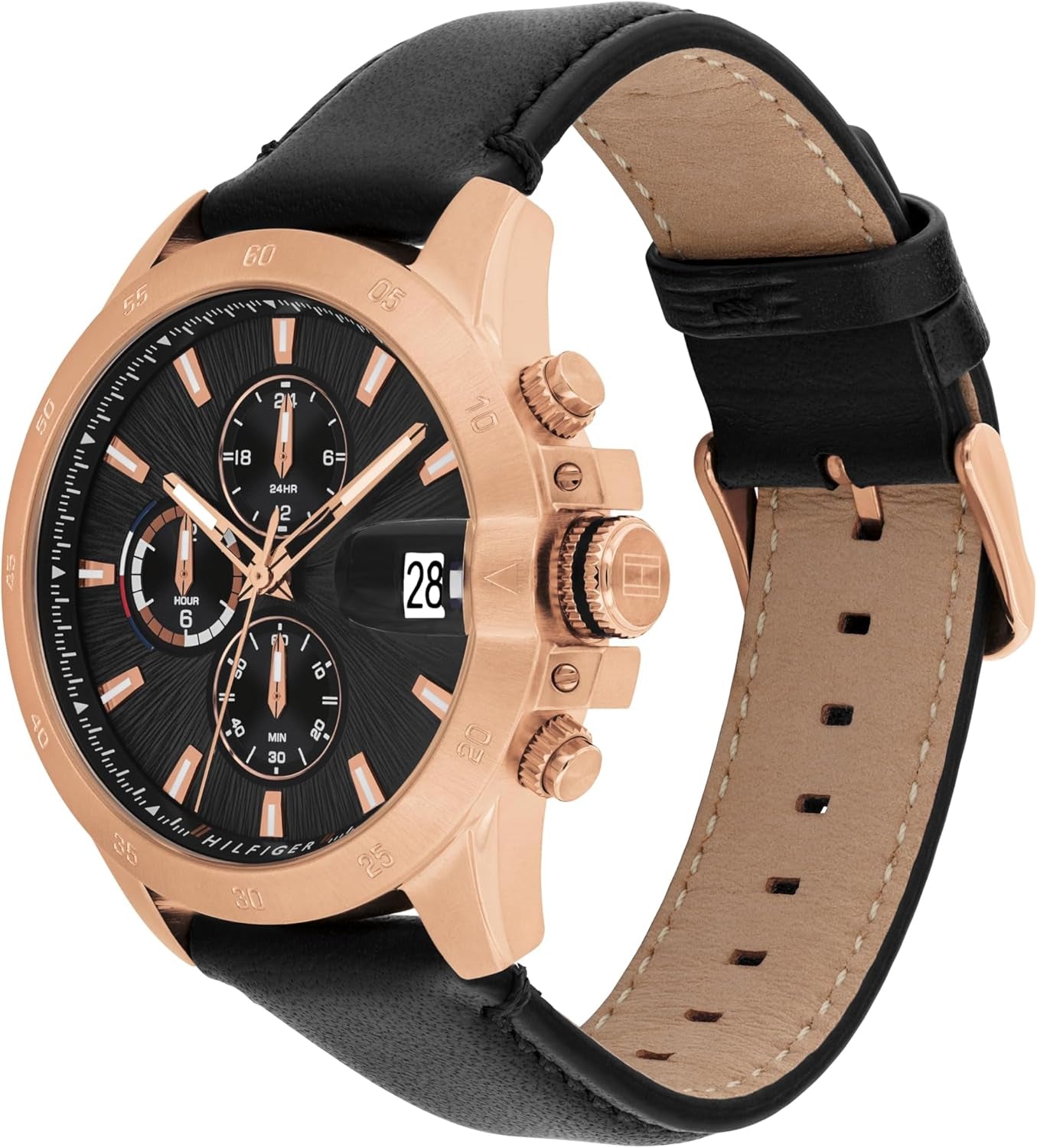 Tommy Hilfiger Dual Time Quartz Watch for Men with Stainless Steel Bracelet or Leather Strap