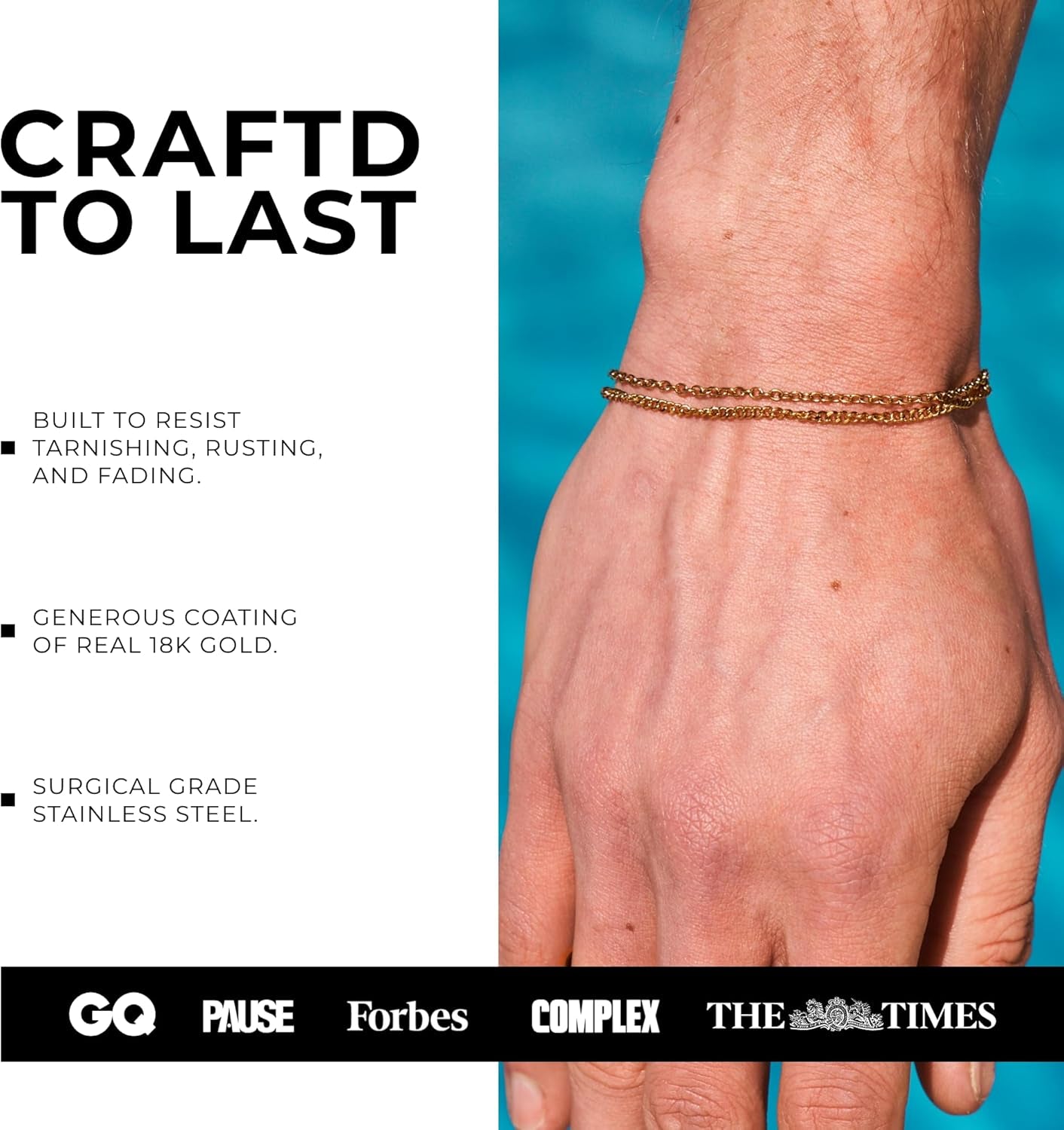 - Curb Link Bracelet - Waterproof, Heat & Sweat Resistant - Gifts for Men - Men'S Jewellery - Width 2MM