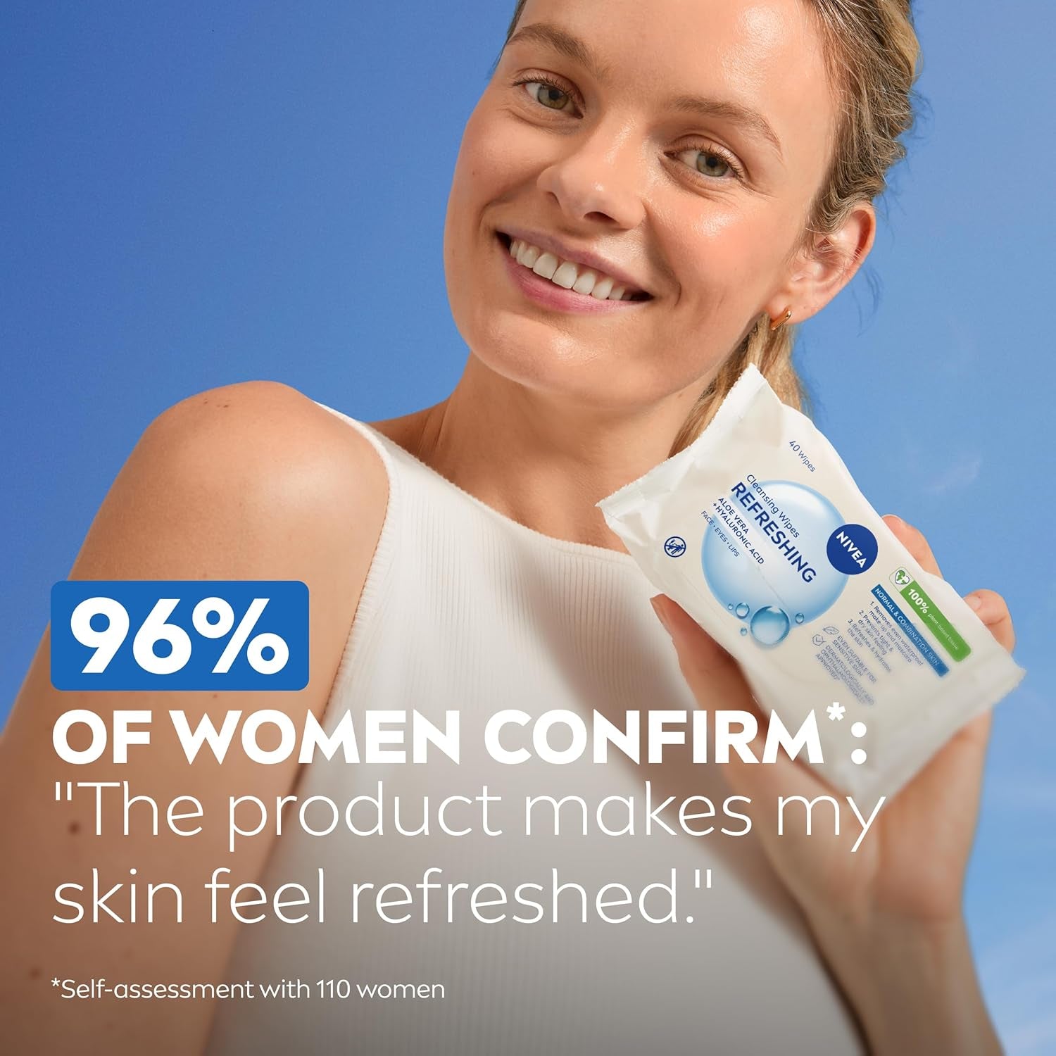 Refreshing 3-In-1 Cleansing Face Wipes for Normal Skin (25 Sheets), Plant-Based Makeup Wipes, Gentle yet Effective Face Cleanser with Aloe Vera and Hyaluronic Acid