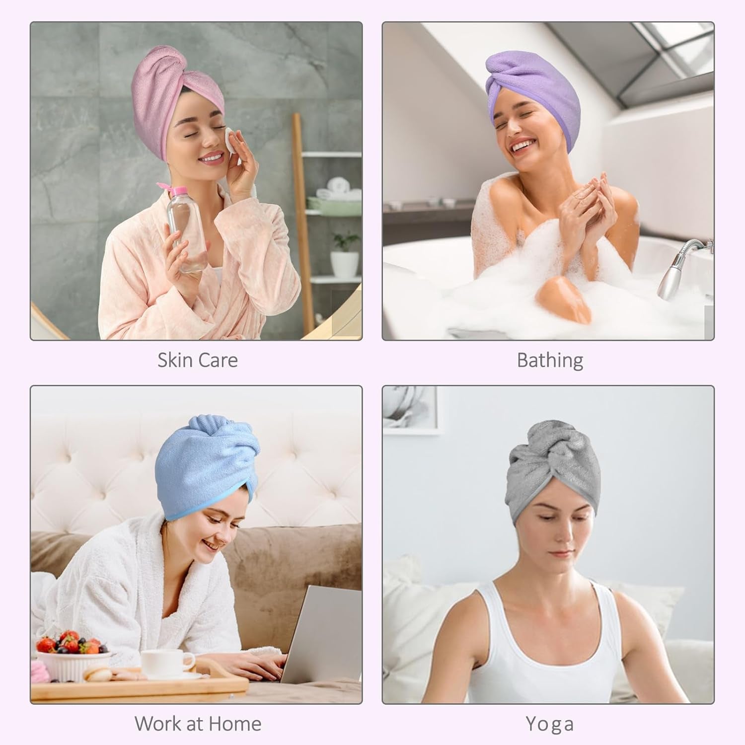 Microfiber Hair Towels Wrap Turban: 5 Packs Curly Hairs Quick Dry Towel Set for Women - Hair Drying Towel Dryer Shower Cap & Hair Accessories Care (5 Pcs Multicolor)