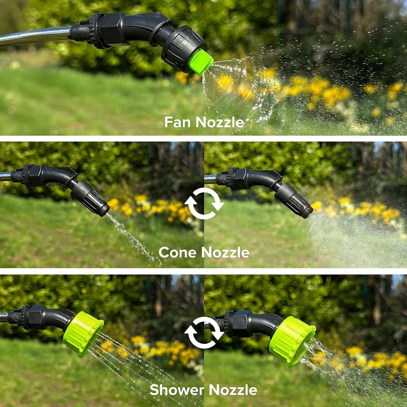 Garden Genie Rechargeable Electric Sprayer in Moss Green - 5L Cordless Sprayer 1.6 Bar Pressure - Telescopic Lance & 3 Nozzles - Weed Killer, Fertiliser & Plant Watering System - Easy Use