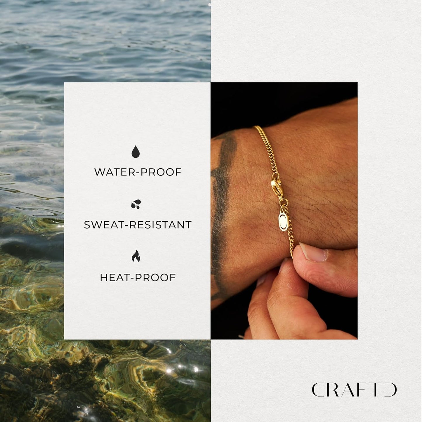 - Curb Link Bracelet - Waterproof, Heat & Sweat Resistant - Gifts for Men - Men'S Jewellery - Width 2MM