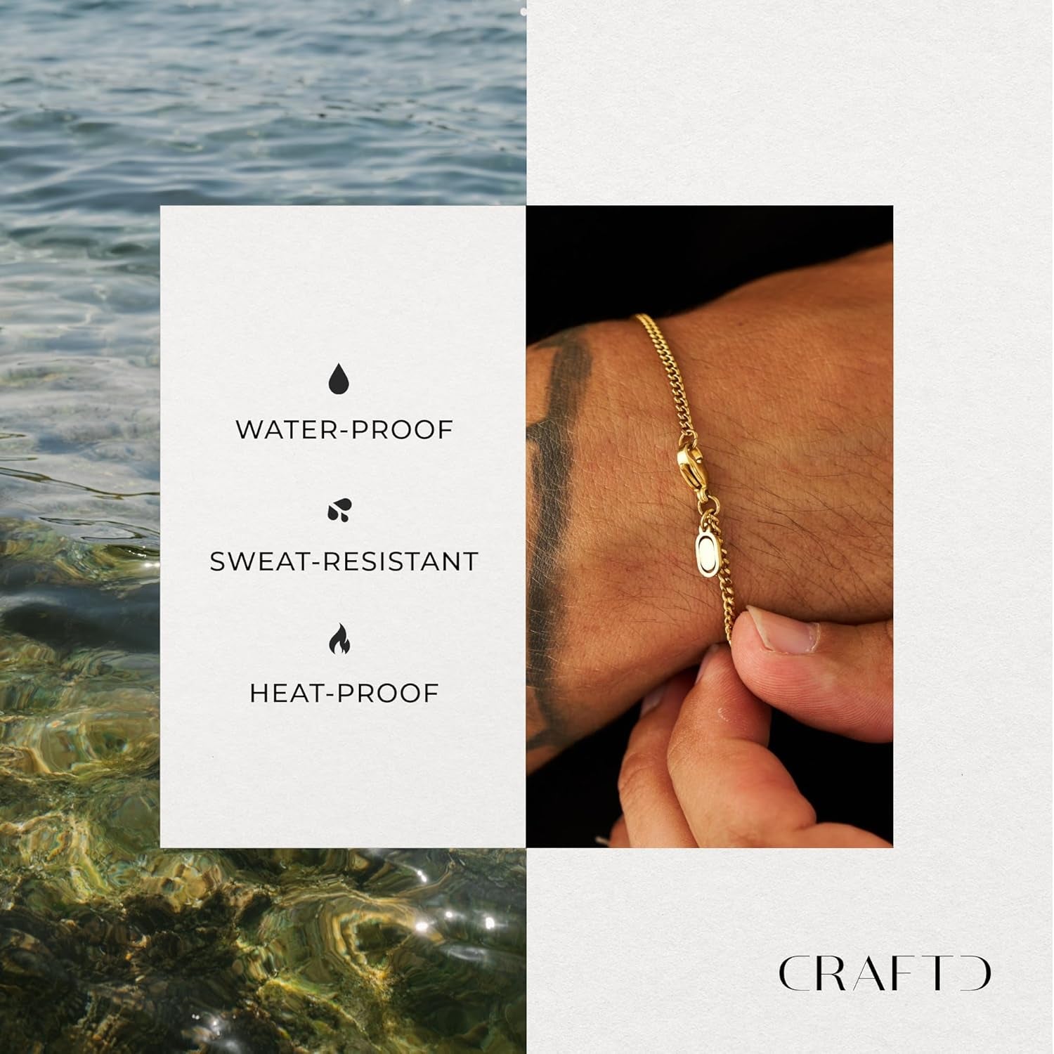 - Curb Link Bracelet - Waterproof, Heat & Sweat Resistant - Gifts for Men - Men'S Jewellery - Width 2MM