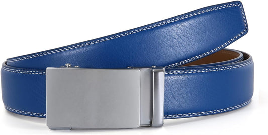 Men'S Belt, Leather Ratchet Belt for Men with Slide Buckle,Trim to Fit Width 3.5Cm 1 3/8 Inch