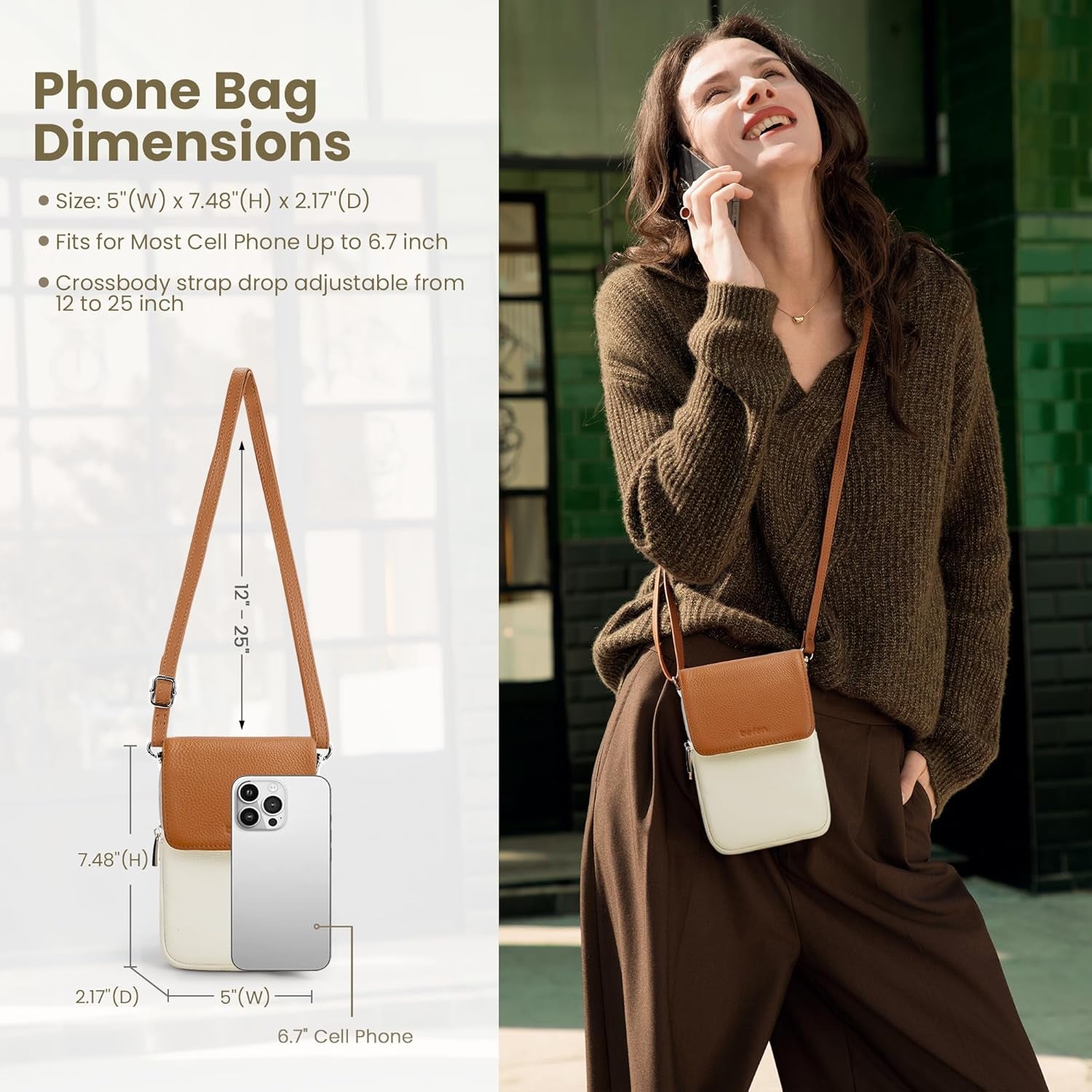 Genuine Leather Crossbody Bags for Women Small Phone Bag with RFID Blocking Multi-Functional Mobile Phone Bag with Adjustable Strap Christmas Gifts for Women
