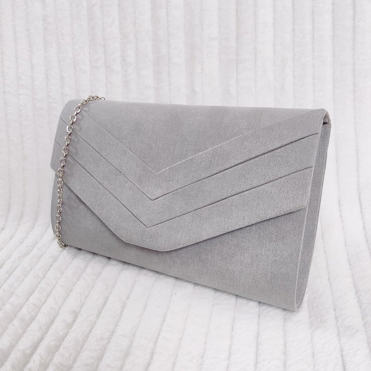 Women'S Stylish Suede Envelop Style Bridal Wedding Evening Clutch Party Purse Hand Bag