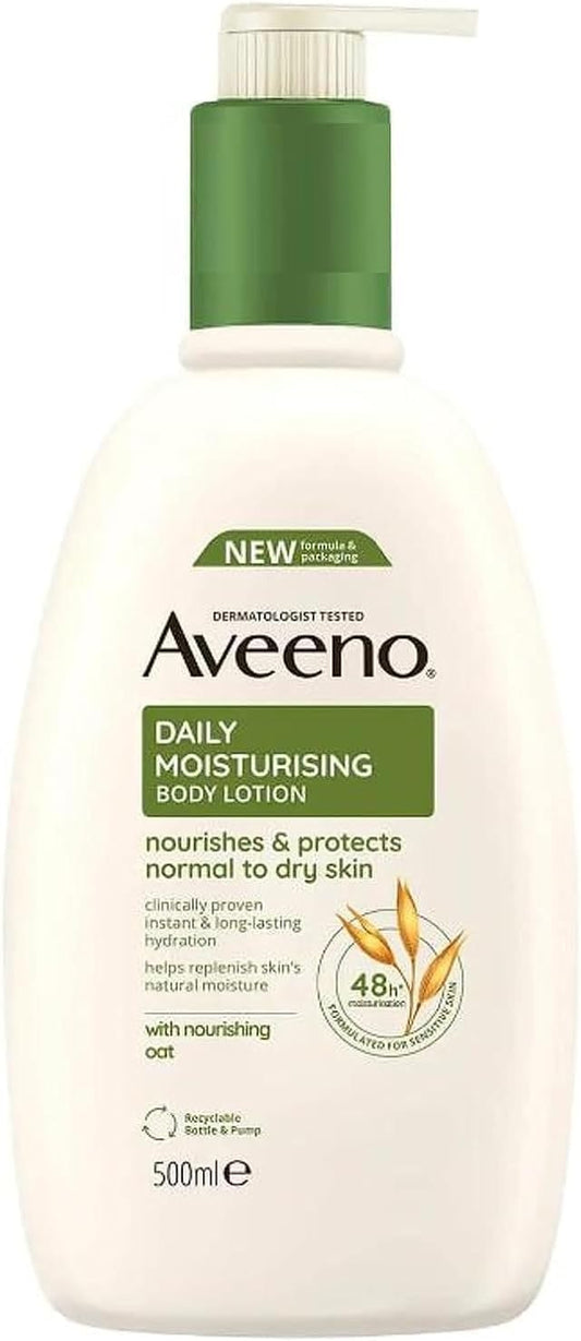 Daily Moisturising Body Lotion 500 Ml for Sensitive Skin, Enriched with Nourishing Oats, Provides Long-Lasting Hydration and Soothes Dry, Irritated Skin Effectively