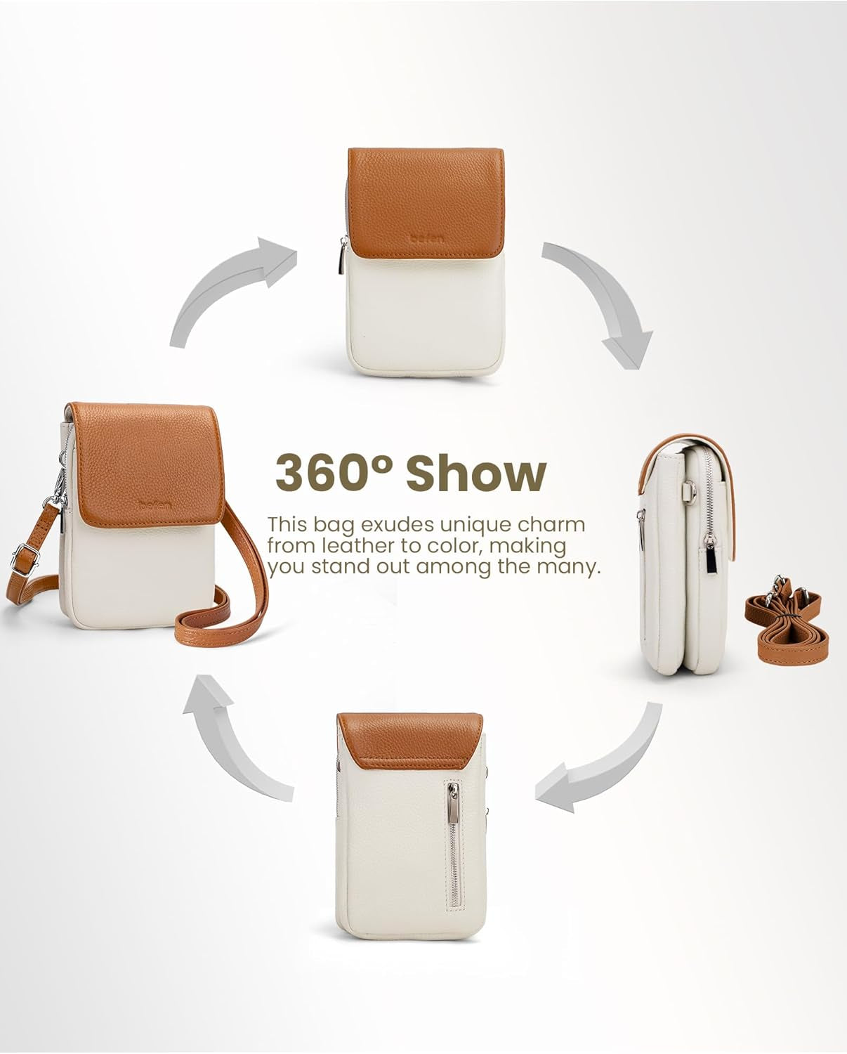 Genuine Leather Crossbody Bags for Women Small Phone Bag with RFID Blocking Multi-Functional Mobile Phone Bag with Adjustable Strap Christmas Gifts for Women
