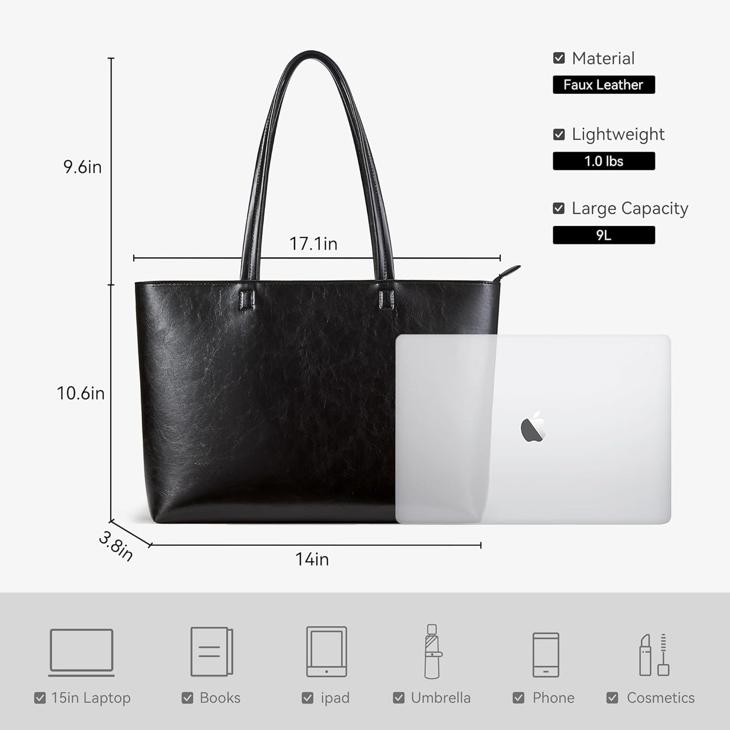 Tote Bag Handbags for Women Large Shoulder Bag with Zipper Waterproof PU Women'S Totes Ladies Bag for Work School Travel Daily Use