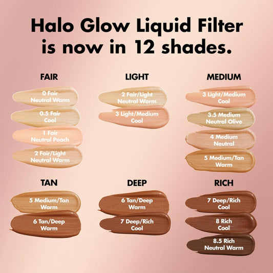 Halo Glow Liquid Filter, Complexion Booster for a Glowing, Soft-Focus Look, Infused with Hyaluronic Acid, Vegan & Cruelty-Free, 3.5 Medium