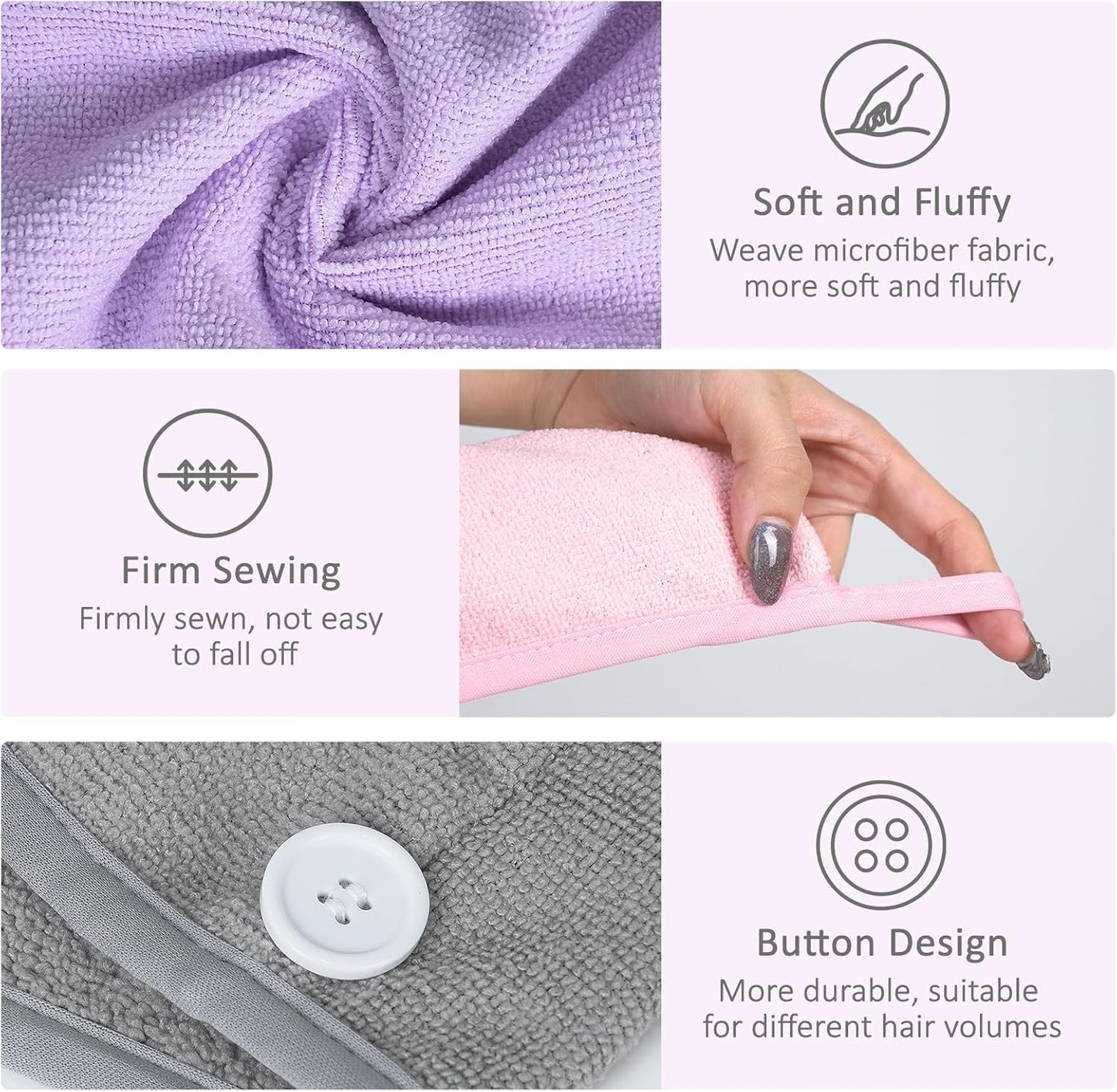 Microfiber Hair Towels Wrap Turban: 5 Packs Curly Hairs Quick Dry Towel Set for Women - Hair Drying Towel Dryer Shower Cap & Hair Accessories Care (5 Pcs Multicolor)