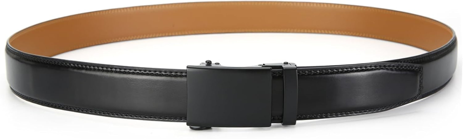 Men'S Belt, Slide Ratchet Belt for Men with Leather 1 3/8" Width 3.5Cm,Trim to Fit
