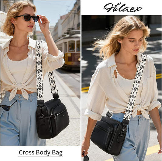 Women'S Cross Body Bags, Crossbody Bags for Women with Anti-Theft Function 4 Zip Compartments Women Shoulder Handbags with Adjustable Wide Strap