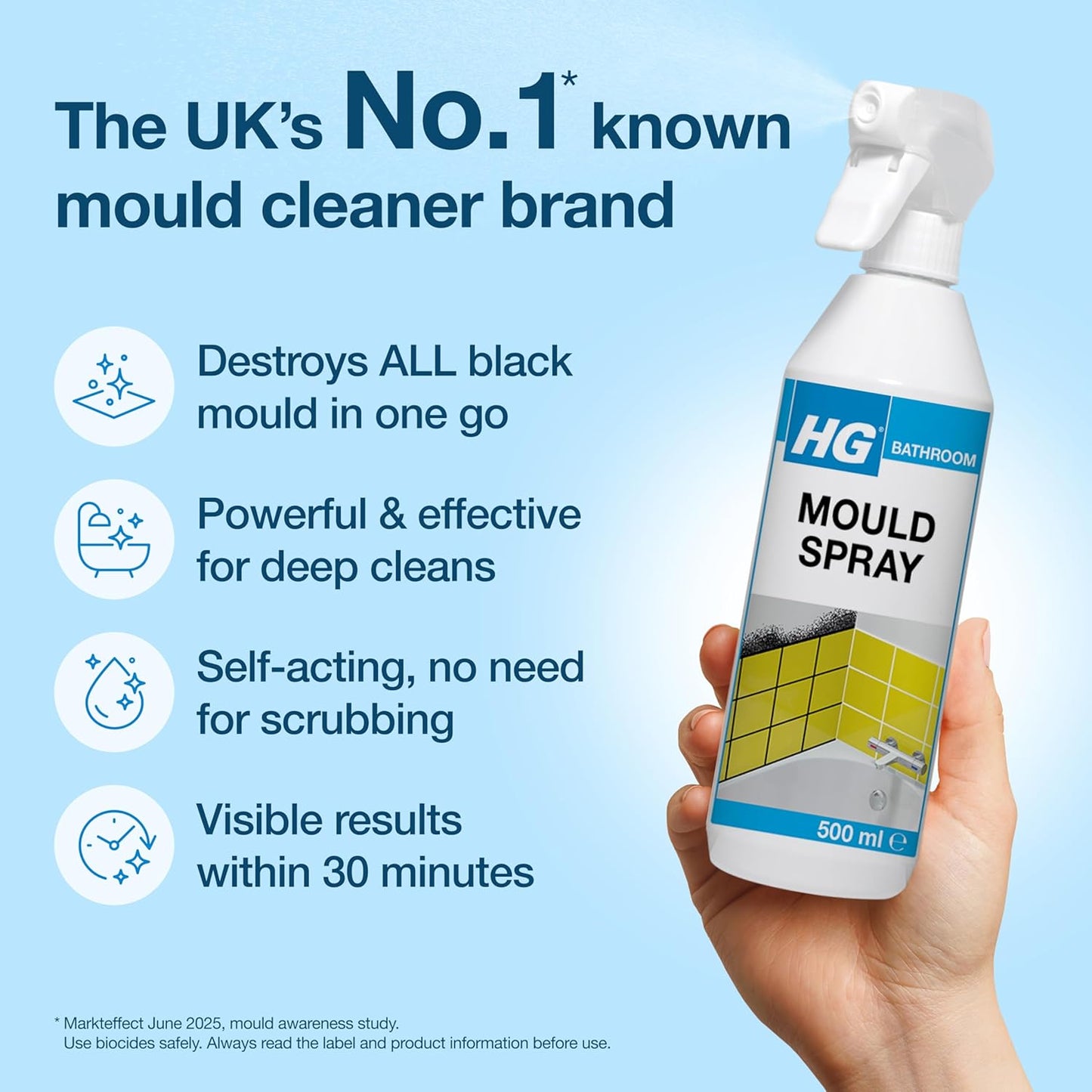 Mould Remover Spray | Kills Black Mold & Mildew on Walls & Tiles | 500Ml