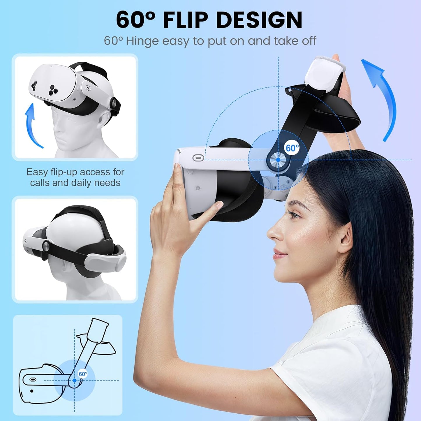 Quest 3S/Quest 3/Quest 2 Head Strap - Adjustable Comfort Head Strap for Elite VR Headset, Enhanced Support & Reduced Pressure