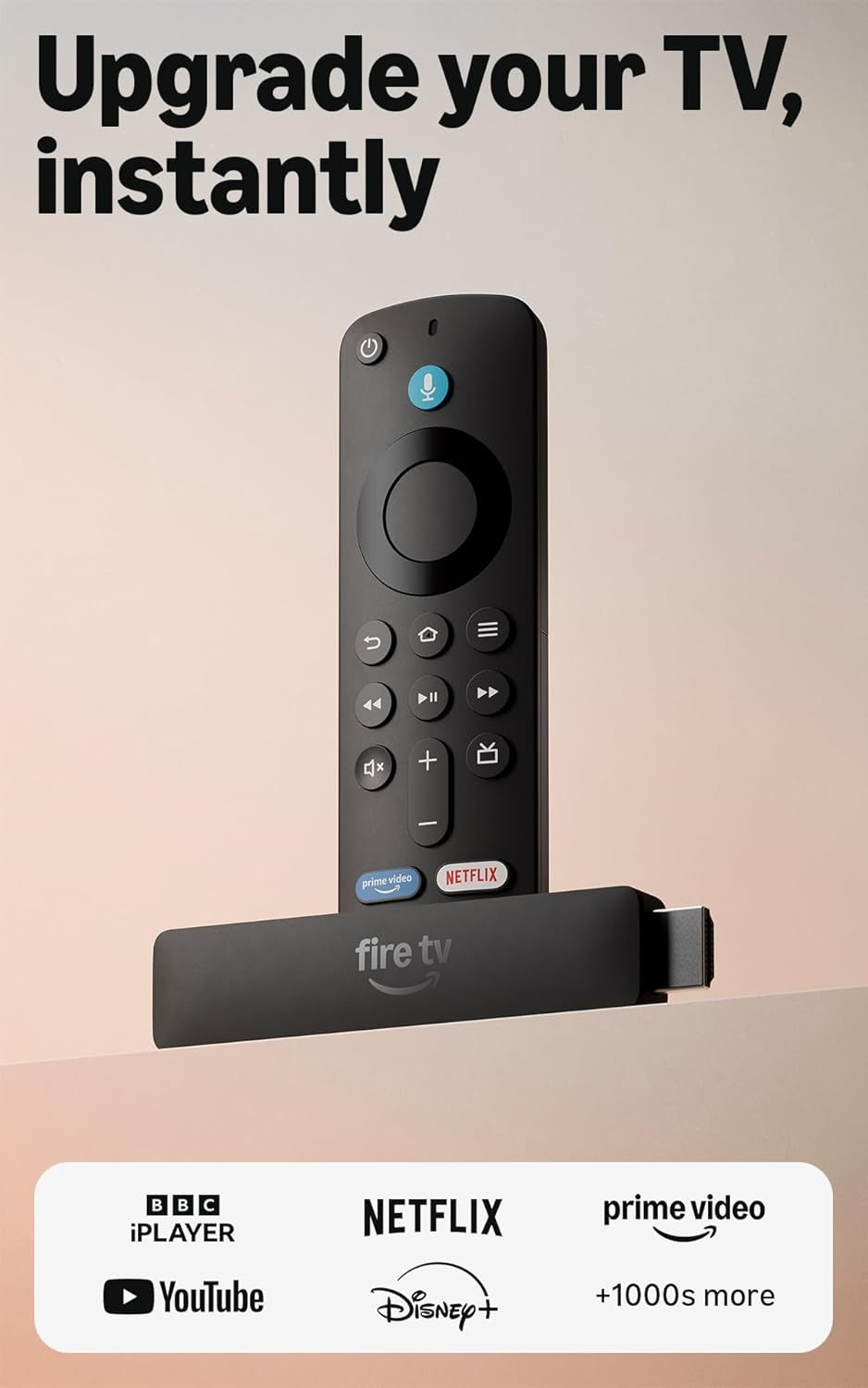 Fire TV Stick HD (Newest Gen), Free & Live TV, Alexa Voice Remote, Powered by the TV, Effortless Setup, Find TV Programmes Faster with Alexa+