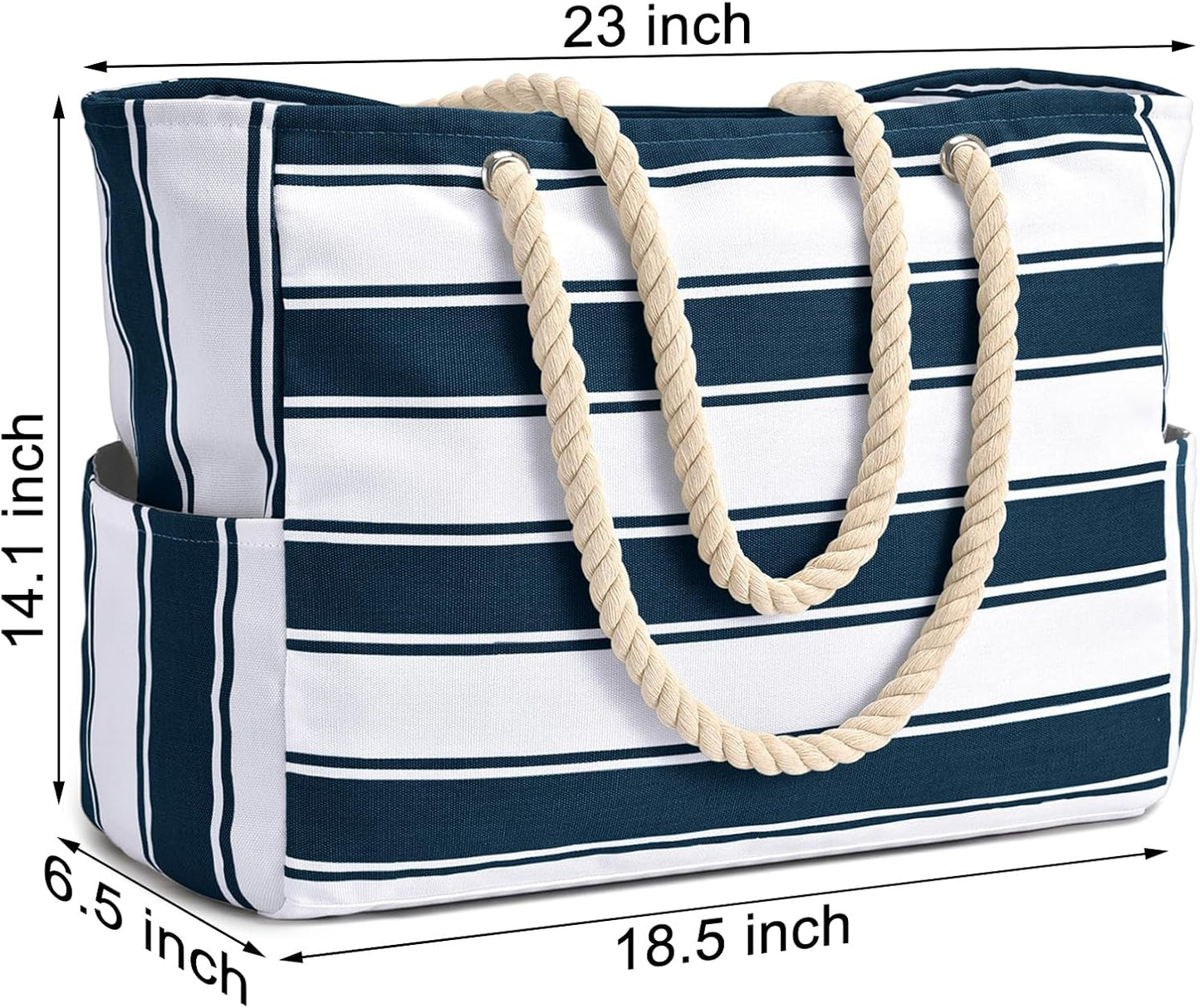 Beach Bag Large Waterproof Beach Tote Bags with Zip and Rope Handle Summer Holiday Essentials Shoulder Handbags for Travel Shopping Pool Gym Picnic