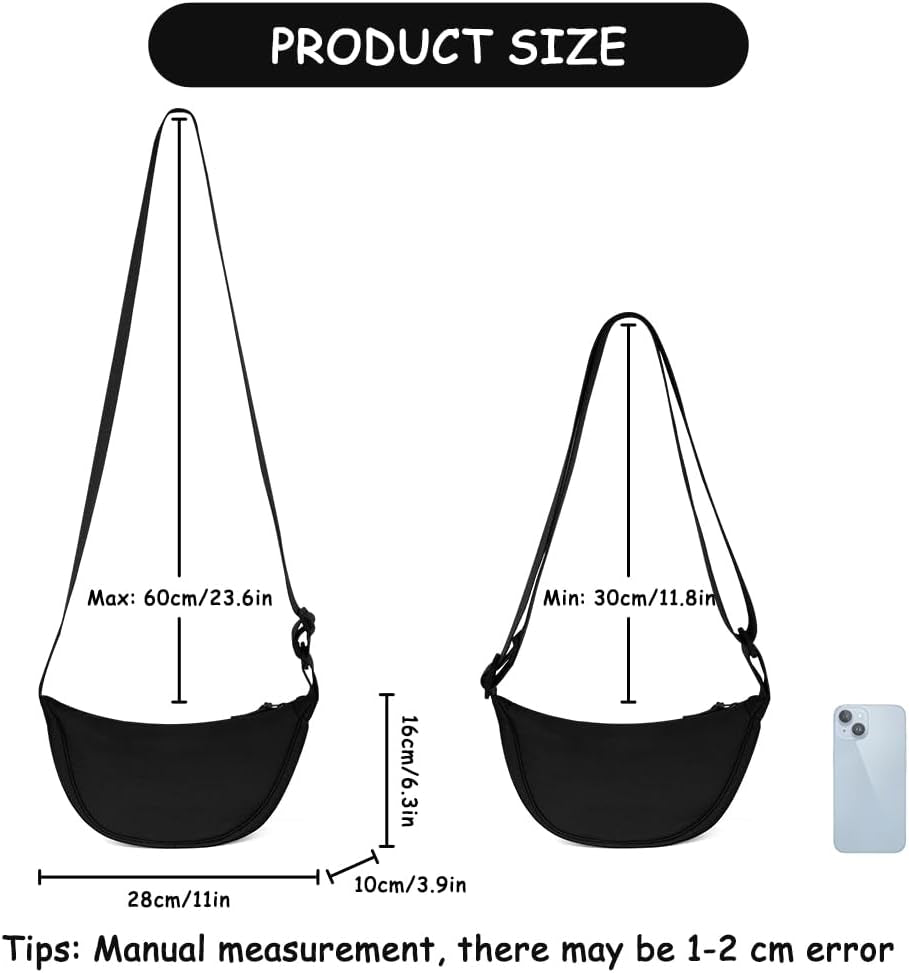 Crescent Bag, Nylon Dumpling Bag for Women, Hobos Crossbody Bag with Adjustable Strap, Women'S Casual Messenger Bag, Solid Color Chest Bag Shoulder Bag for Daily Use