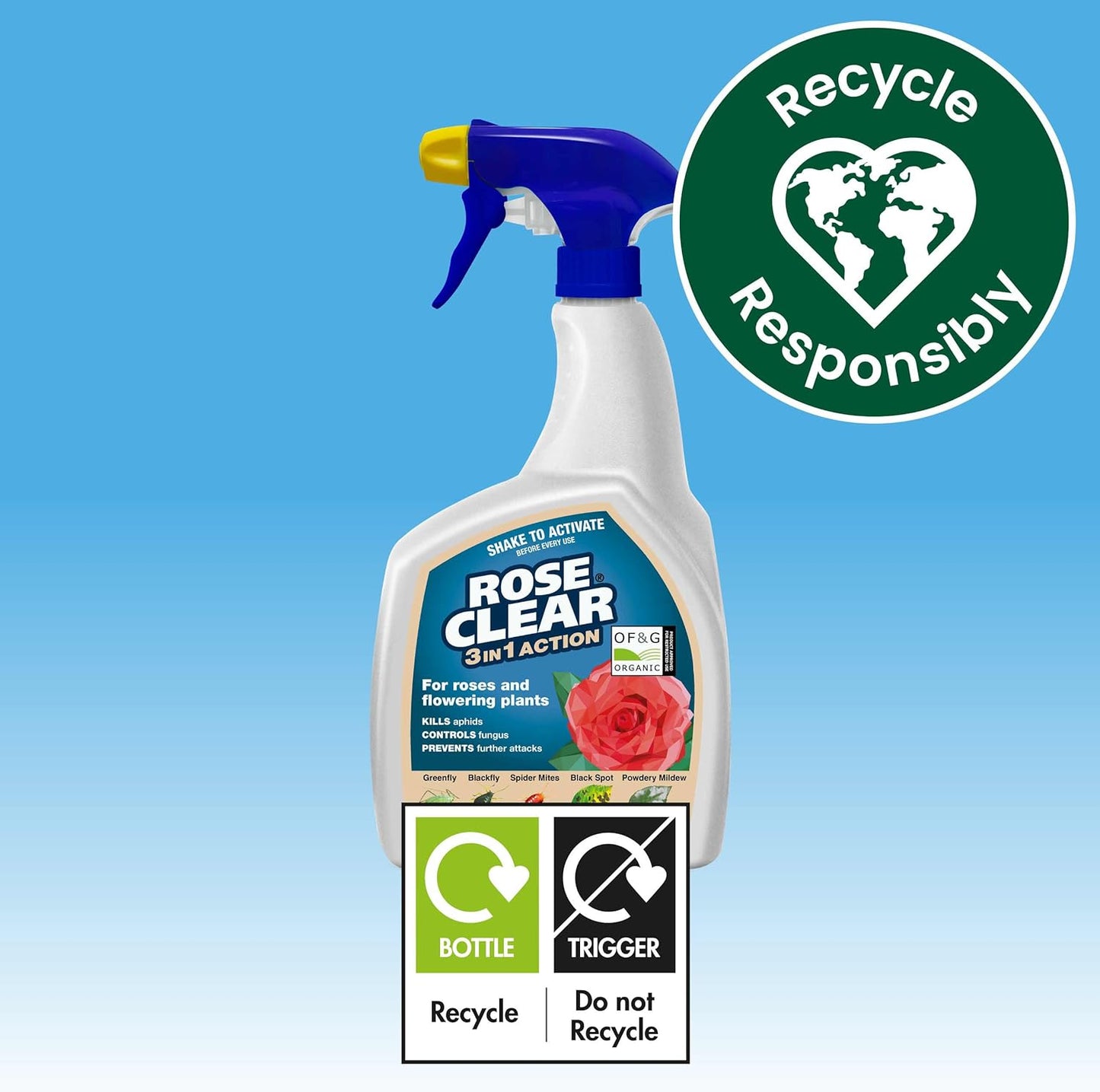 ROSE 3 in 1 Ready to Use Plant Protection for Aphids, 800 Ml, White