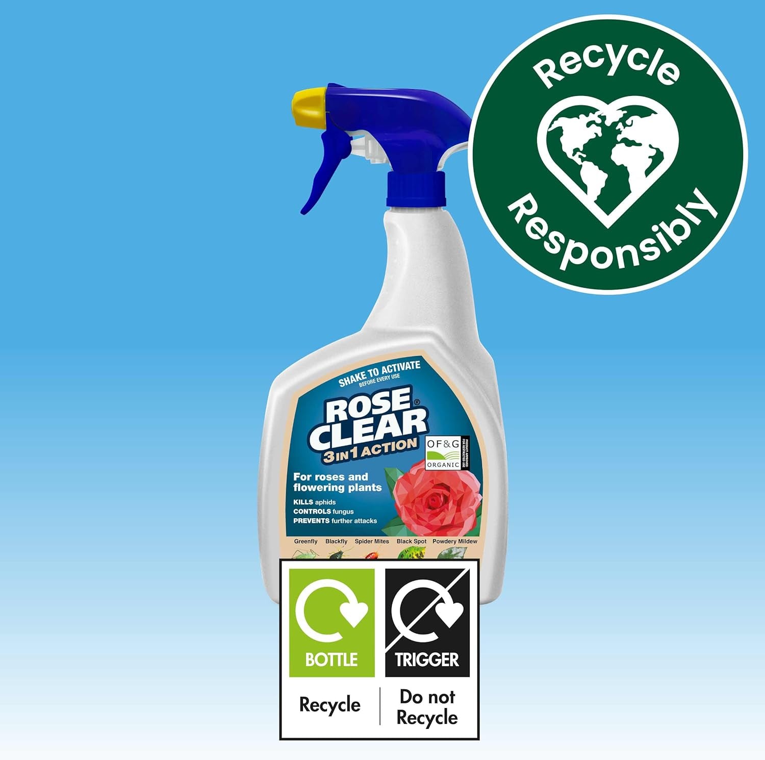 ROSE 3 in 1 Ready to Use Plant Protection for Aphids, 800 Ml, White