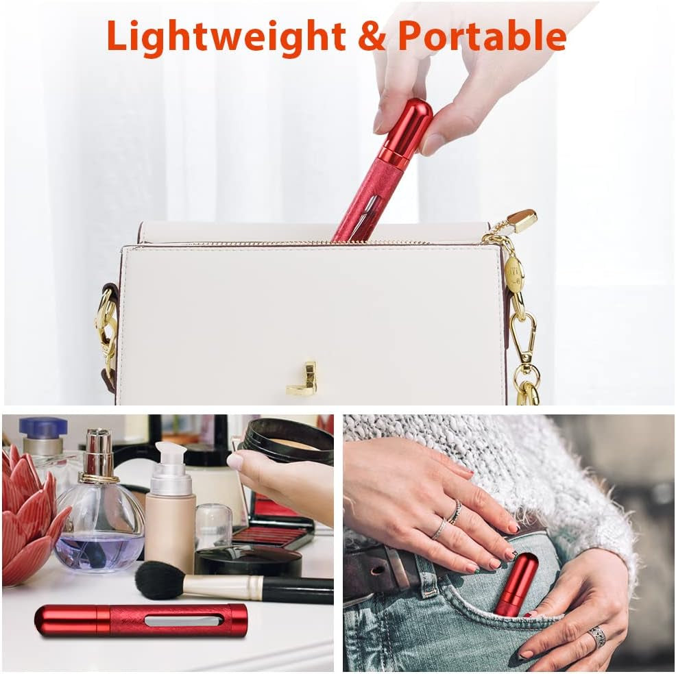 Perfume Atomiser Bottles, 5Pcs 12Ml Refillable Perfume Atomizer Empty Spray Bottles, Travel Fine Mist Fragrance Bottle with Window, Portable Purse Pocket Handbag Perfume Bottle for Men and Women
